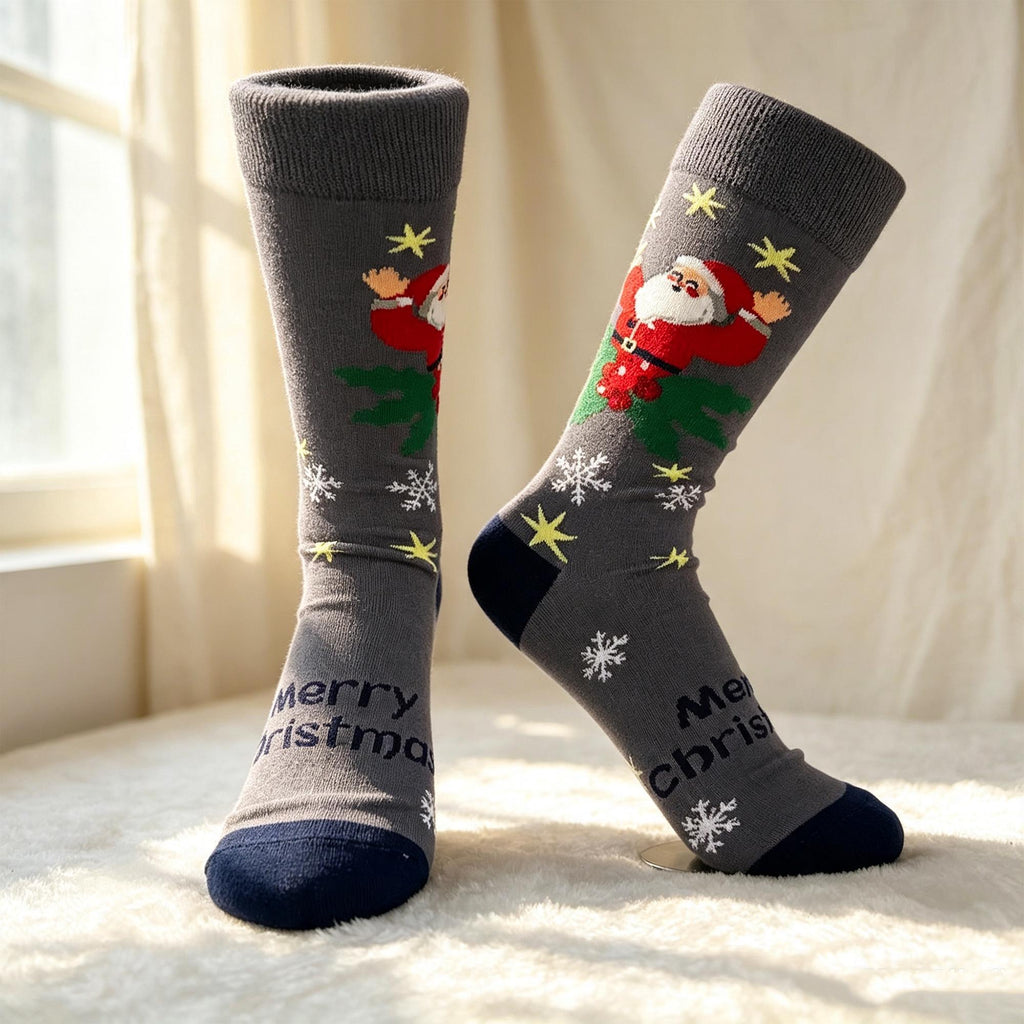 Cozy Christmas Socks for Women, Snowflake Crew Socks, Holiday Movie Night Gift by AnnieColors, view 10