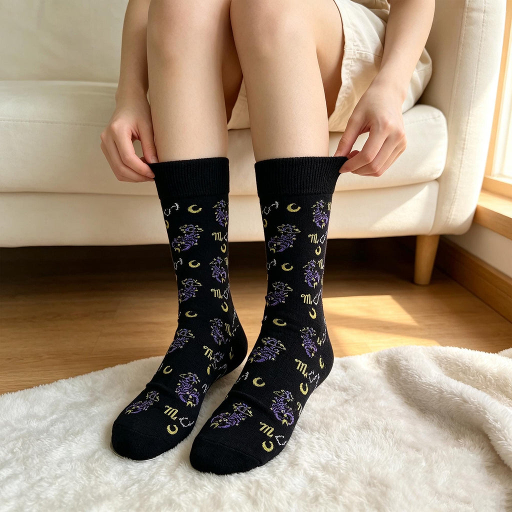 Zodiac Socks sock collection, Constellation Crew Socks, Five Pair Astrology Gift for Family by AnnieColors, view 2