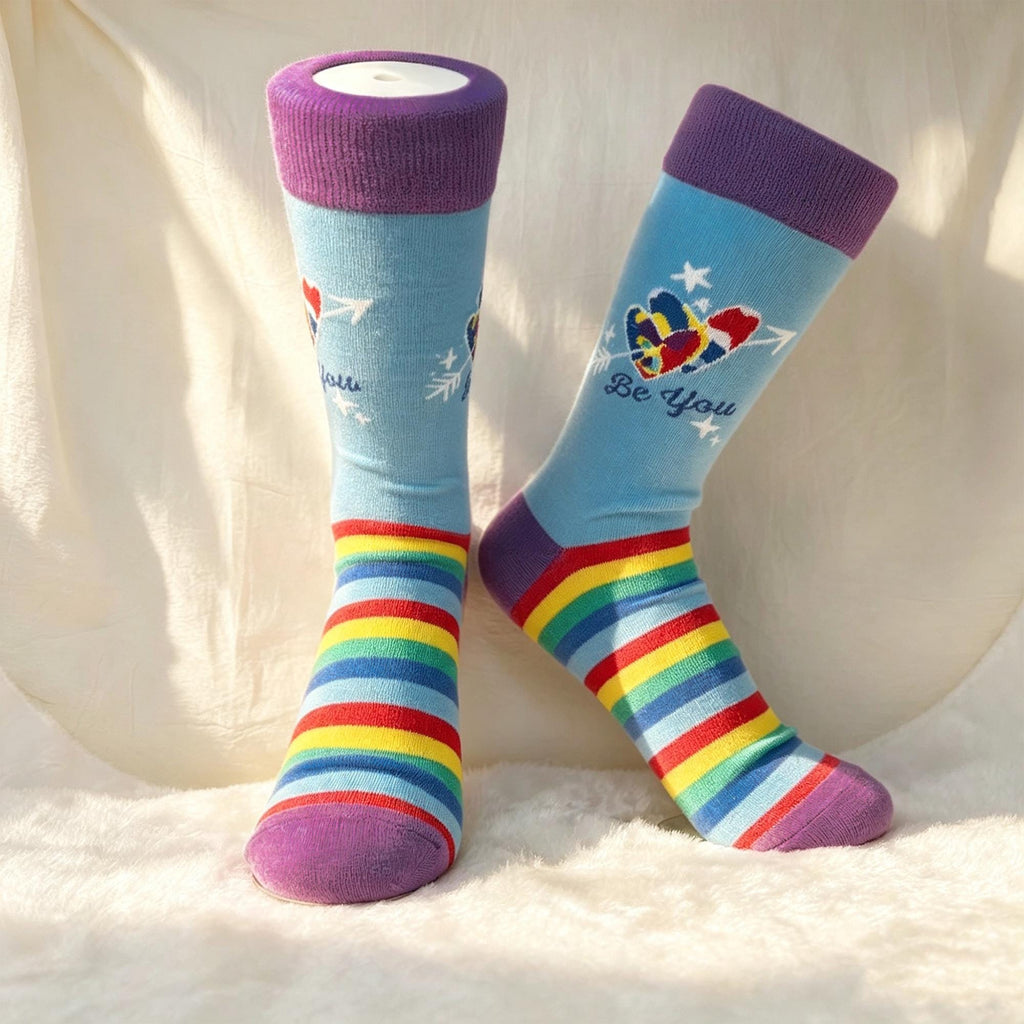 Rainbow Pride Socks sock collection, Heart Lips and Striped Crew Socks, Personalized Gift by AnnieColors, view 8