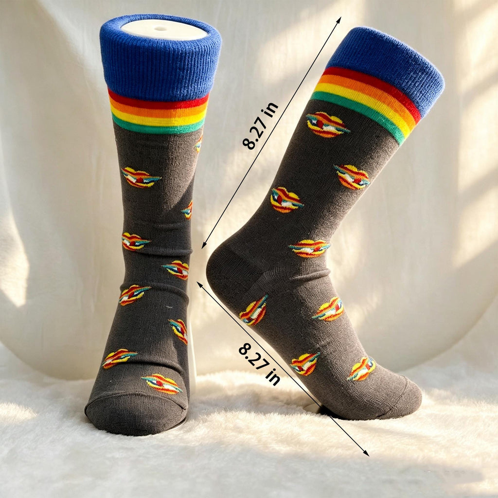 Rainbow Pride Socks sock collection, Heart Lips and Striped Crew Socks, Personalized Gift by AnnieColors, view 10