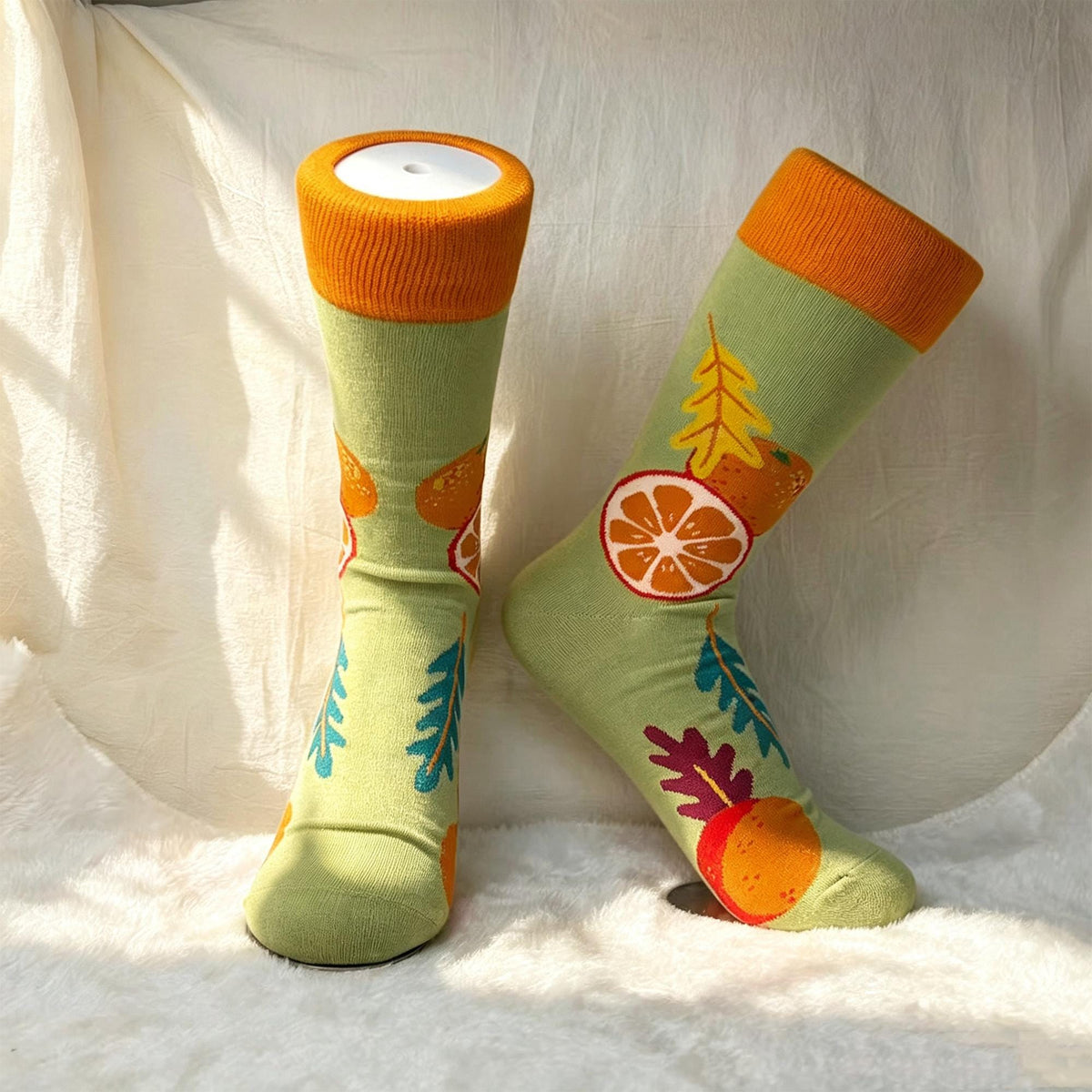 Tropical Fruit Socks sock collection, Lemon Orange Pineapple and Botanical Crew Socks, Vacation Gift by AnnieColors, view 8