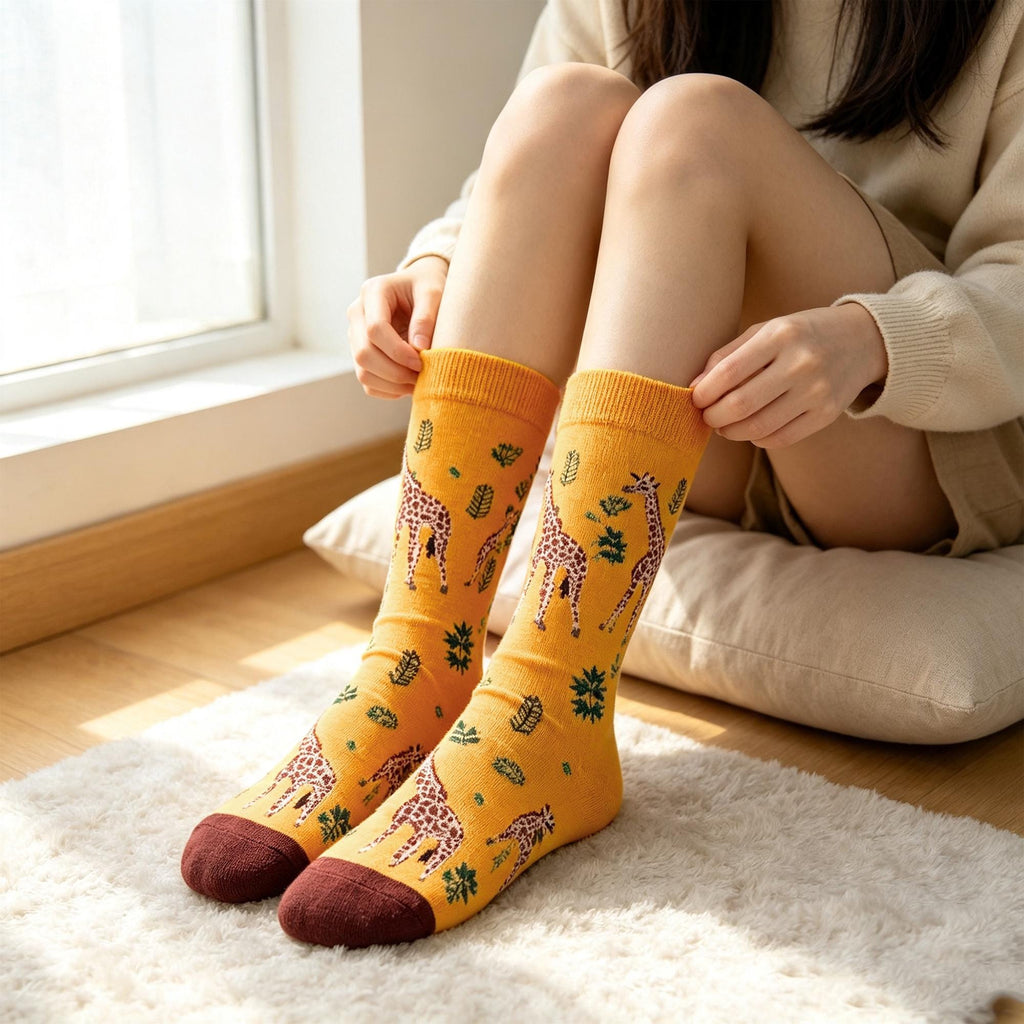 Cartoon Animal Crew Socks sock collection - Lion, Giraffe & Little Prince Cotton Hosiery - Cute Novelty... by AnnieColors, v…