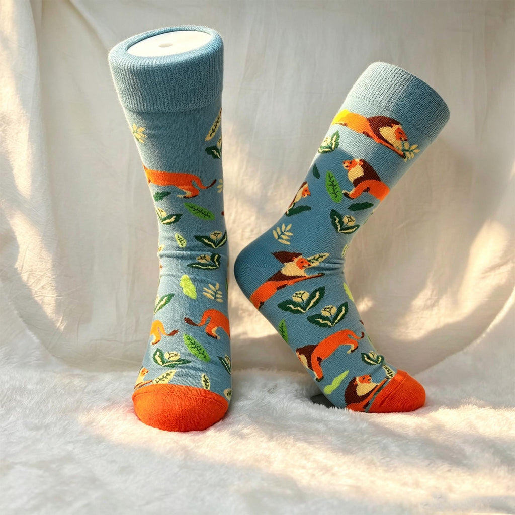 Cartoon Animal Crew Socks sock collection - Lion, Giraffe & Little Prince Cotton Hosiery - Cute Novelty... by AnnieColors, v…