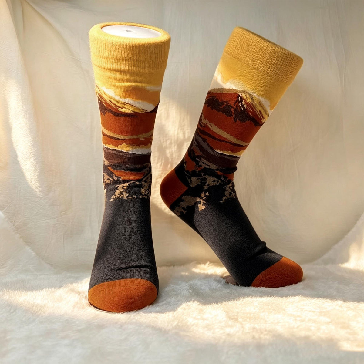 Scenic Landscape Crew Socks sock collection, Mountain, Lighthouse & Beach Cotton Hosiery by AnnieColors, view 8