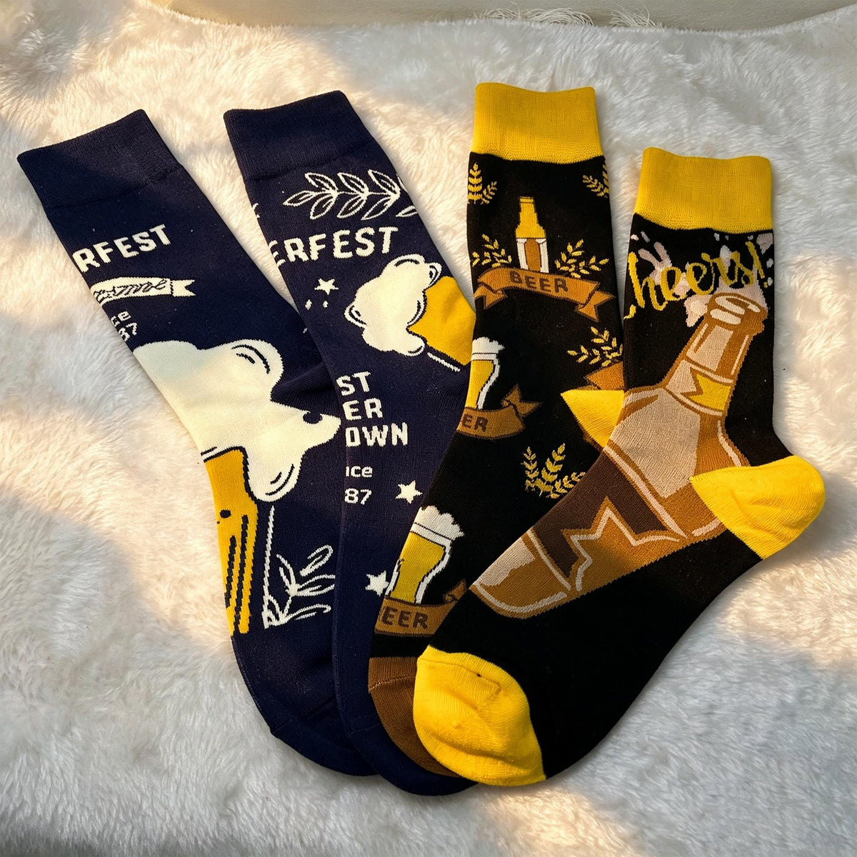 Oktoberfest Beer Socks, Brewery Crew Socks, Personalized Gift for Beer Lover by AnnieColors