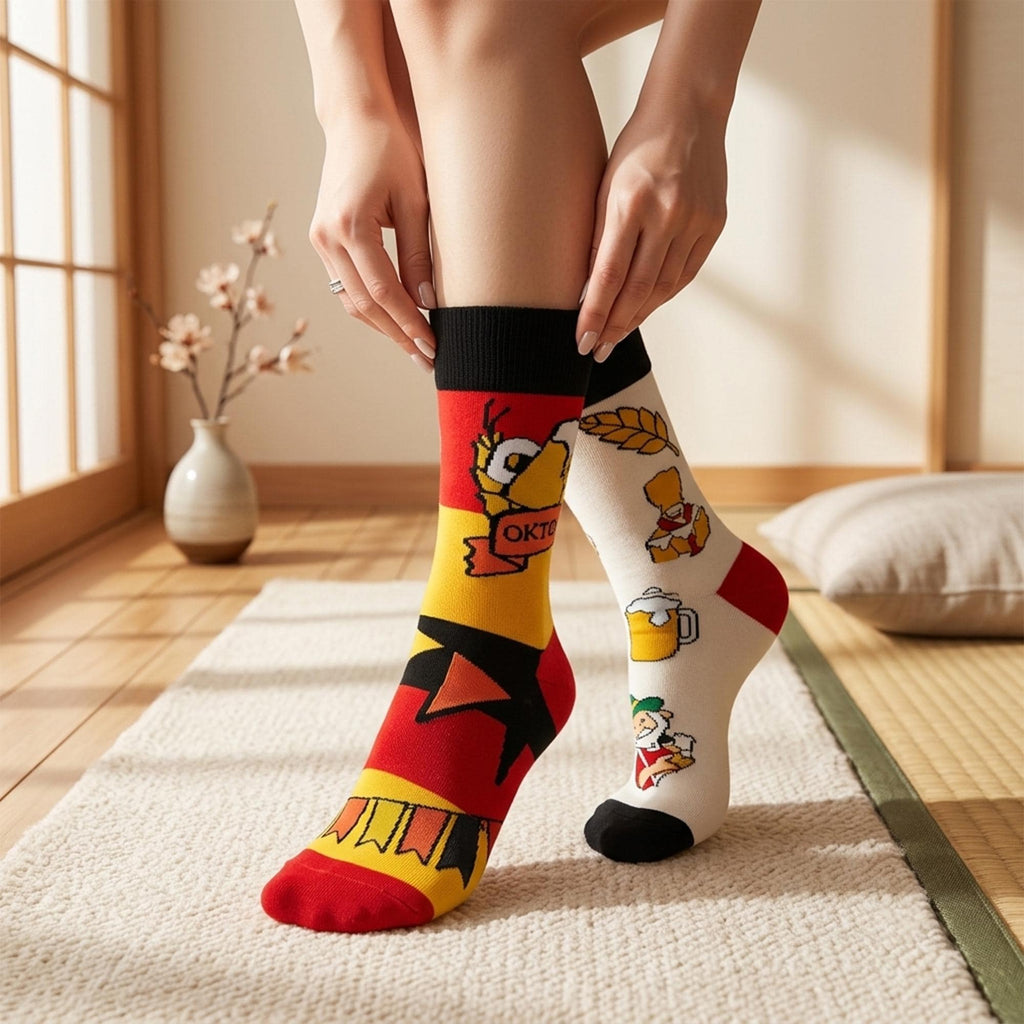 Mismatched Food and Beer Socks sock collection: Burger Brewery Festival Gift by AnnieColors, view 4
