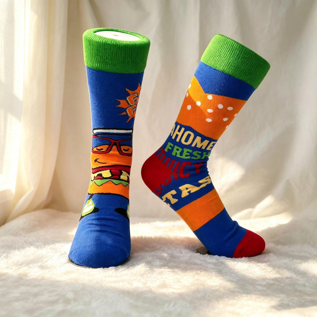 Mismatched Food and Beer Socks sock collection: Burger Brewery Festival Gift by AnnieColors, view 7