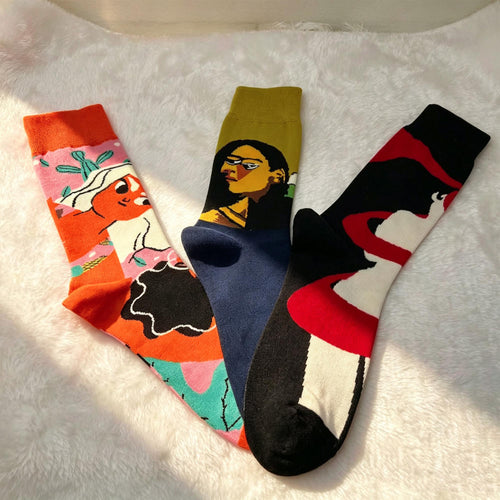 Artsy Socks sock collection, Abstract Portrait and Graphic Crew Socks, Trendy Wearable Art Gift for Arti... by AnnieColors