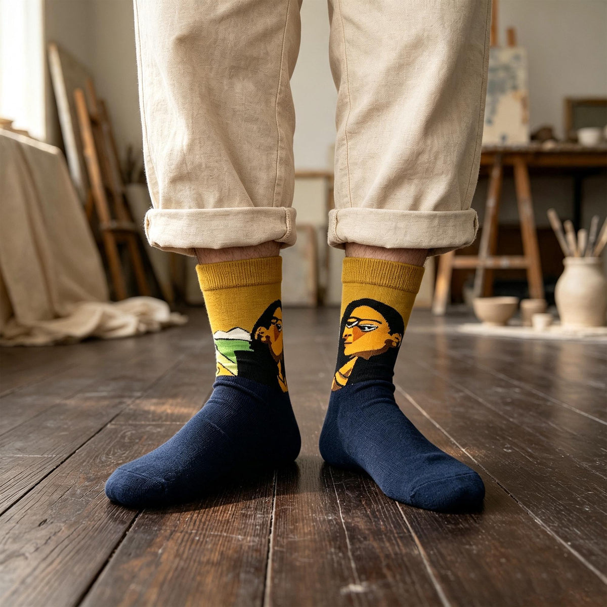 Artsy Socks sock collection, Abstract Portrait and Graphic Crew Socks, Trendy Wearable Art Gift for Arti... by AnnieColors…