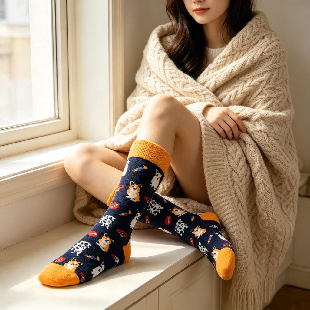 Equestrian and Corgi Socks sock collection: Horse Rider and Dog Lover Gift by AnnieColors, view 3