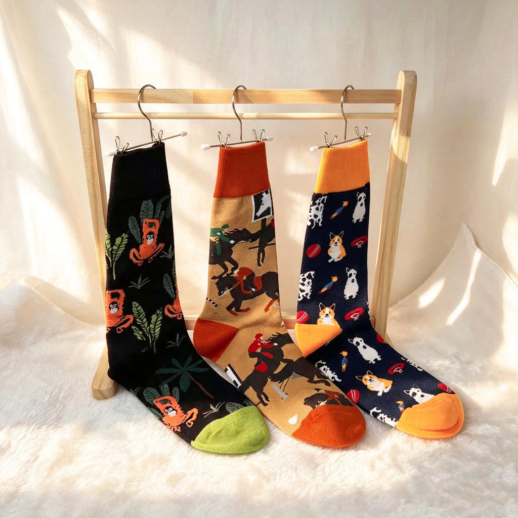 Equestrian and Corgi Socks sock collection: Horse Rider and Dog Lover Gift by AnnieColors, view 9
