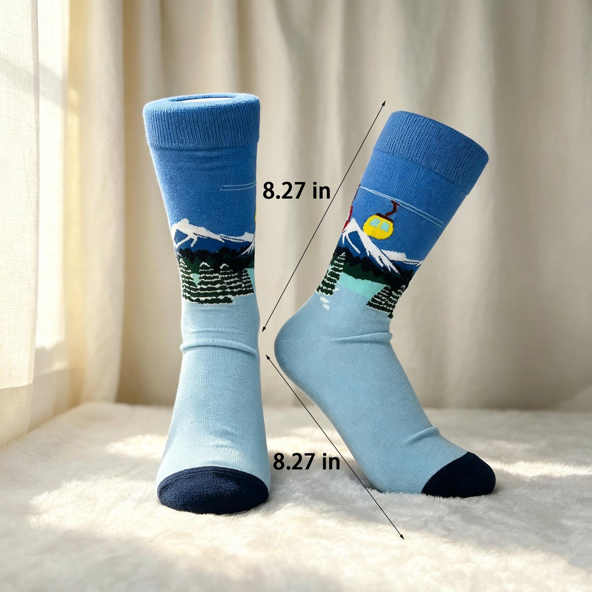 Mountain Christmas Socks sock collection, Santa Crew Socks, Winter Vacation Gift for Couples by AnnieColors, view 8