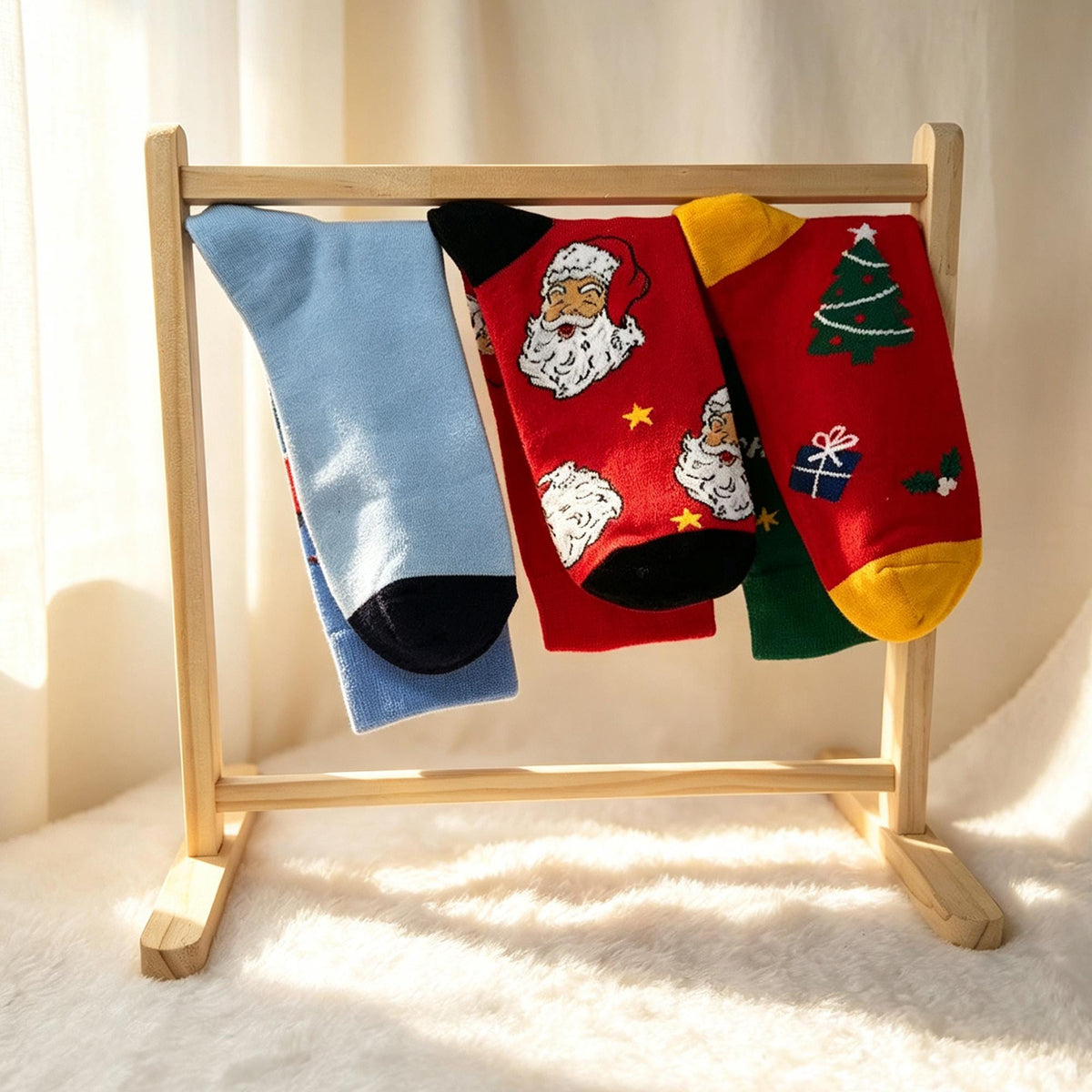 Mountain Christmas Socks sock collection, Santa Crew Socks, Winter Vacation Gift for Couples by AnnieColors, view 10
