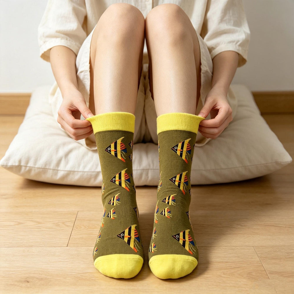 Quirky Animal Socks sock collection: Ostrich, Jellyfish and Elephant Crew Socks by AnnieColors, view 3