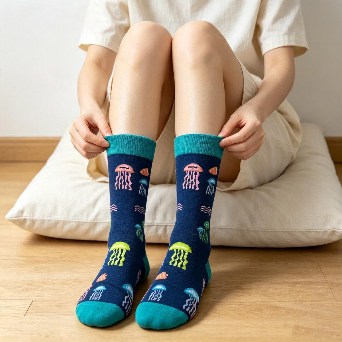 Quirky Animal Socks sock collection: Ostrich, Jellyfish and Elephant Crew Socks by AnnieColors, view 5