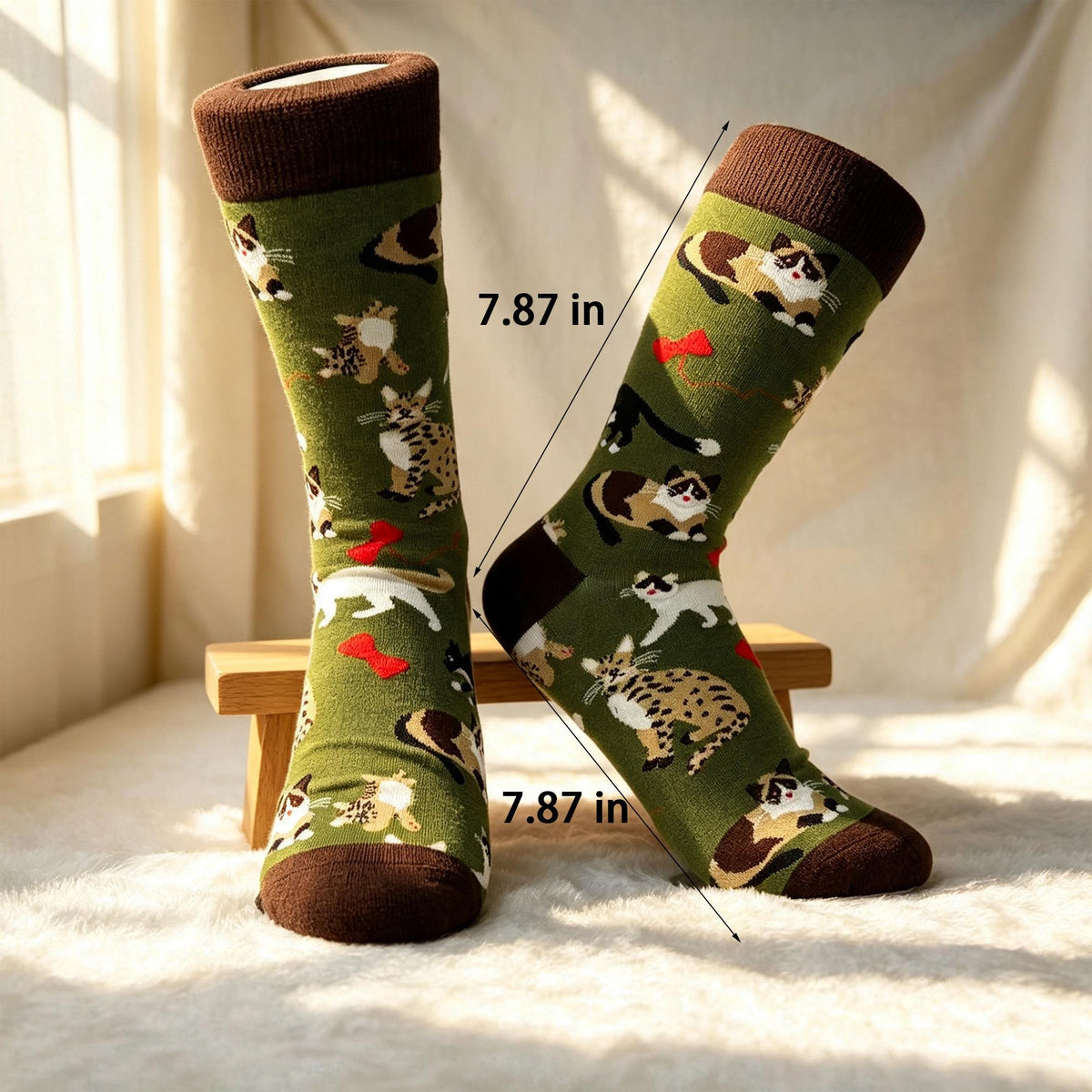 Horse Riding Cat and Fox Socks, Personalized Animal Crew Socks, Custom Gift by AnnieColors, view 5