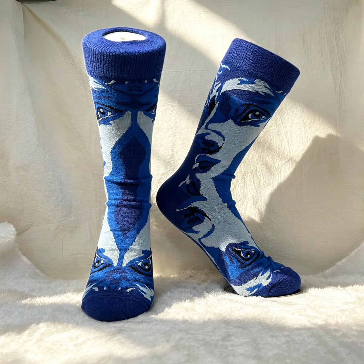 Abstract Face Socks: Modern Portrait Wearable Art Gift by AnnieColors