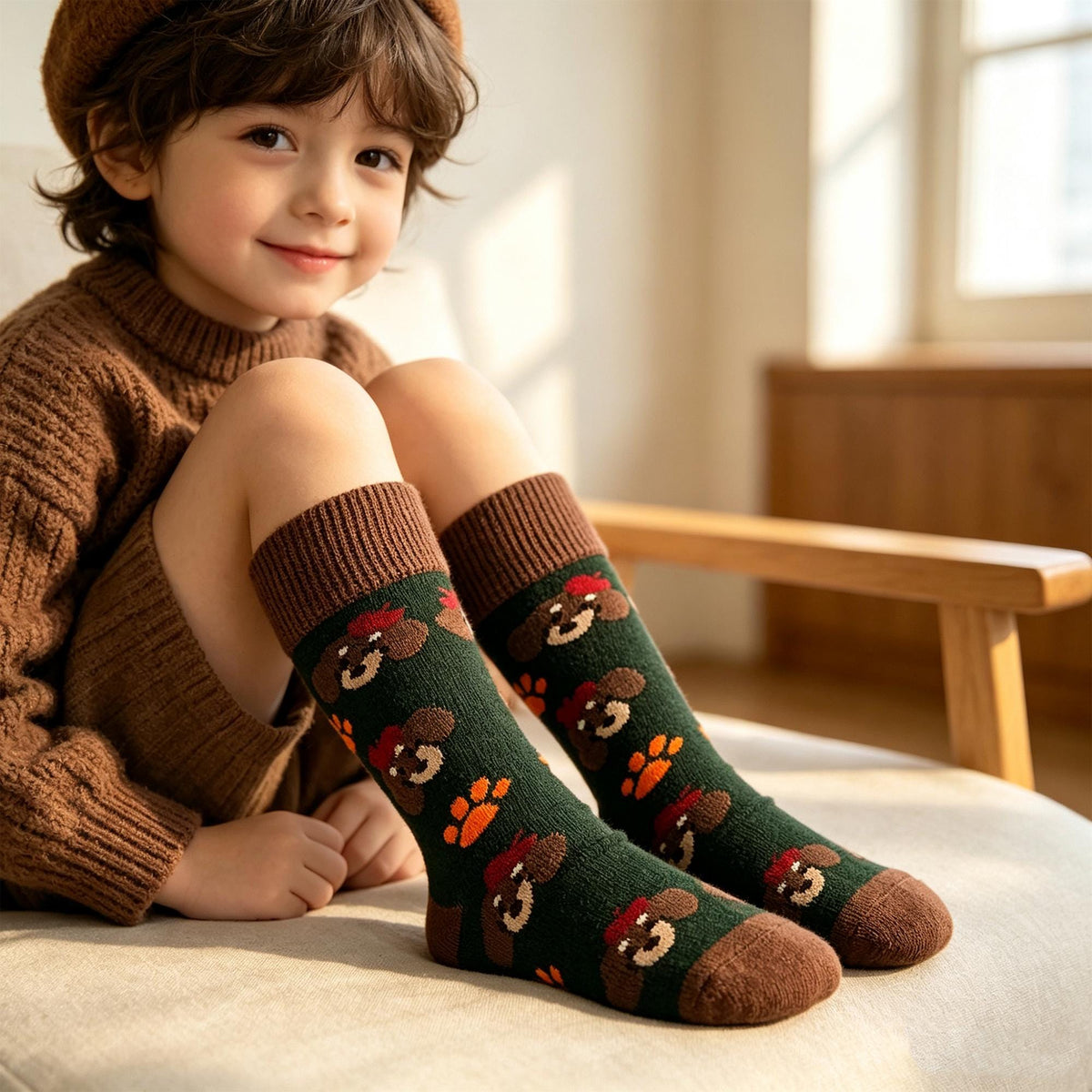 Puppy Duck and Fox Socks, Kids Animal Crew Socks, Three Size Gift sock collection by AnnieColors, view 2