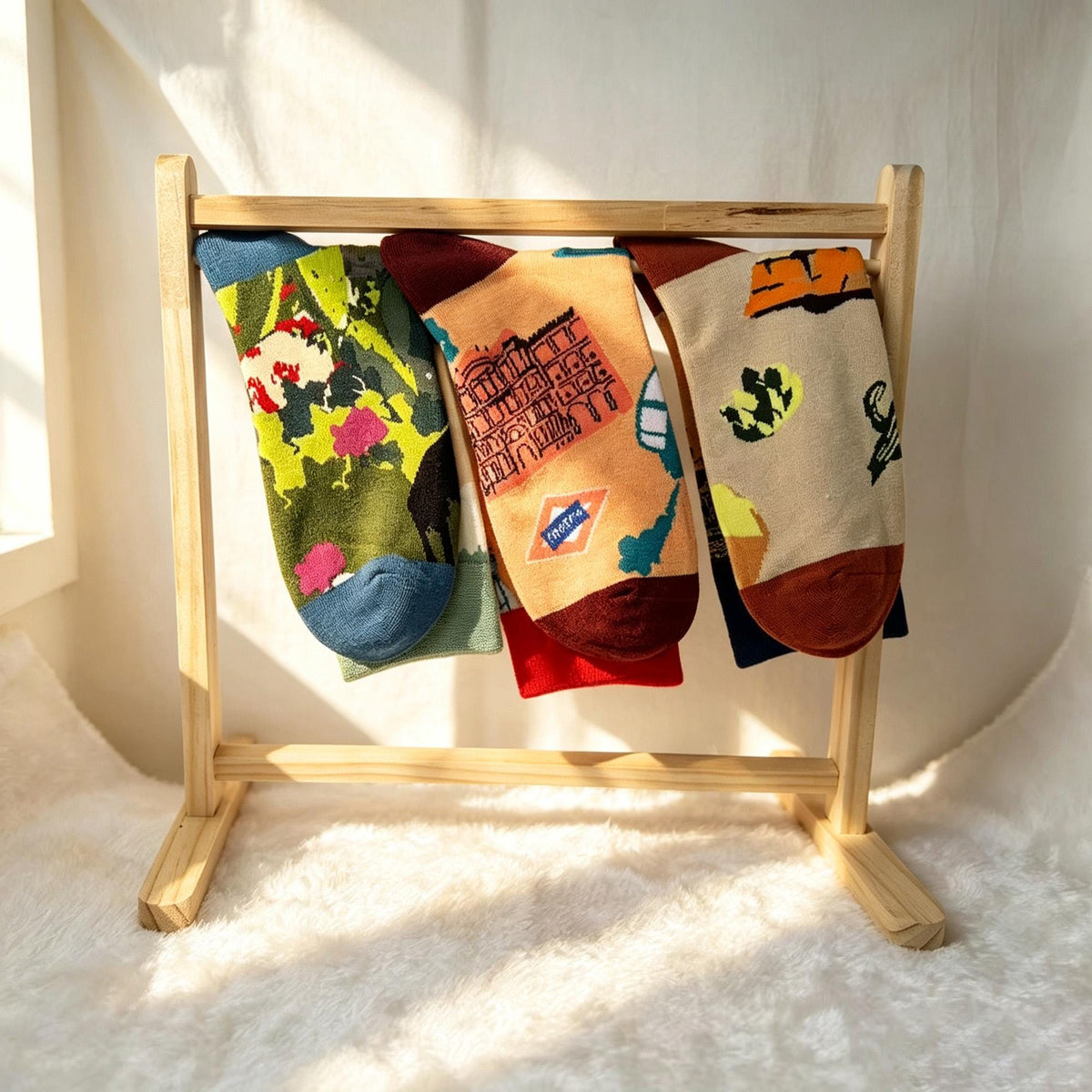 Scenic Landscape Crew Socks, Travel Art & Holiday Novelty Hosiery by AnnieColors, view 4