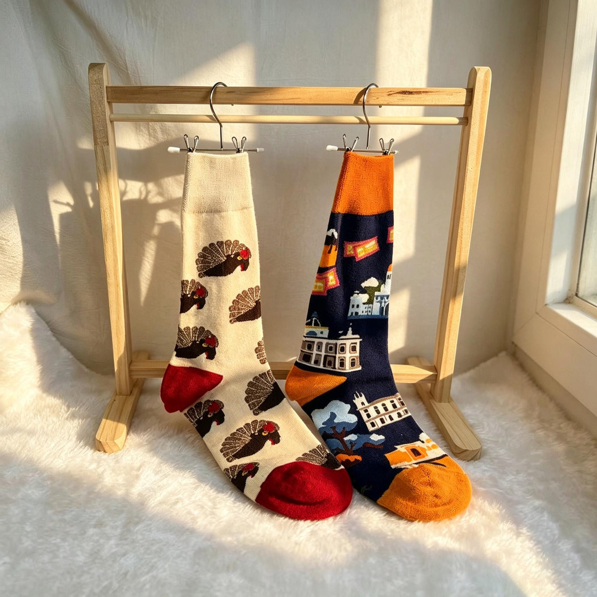 Scenic Landscape Crew Socks, Travel Art & Holiday Novelty Hosiery by AnnieColors, view 5