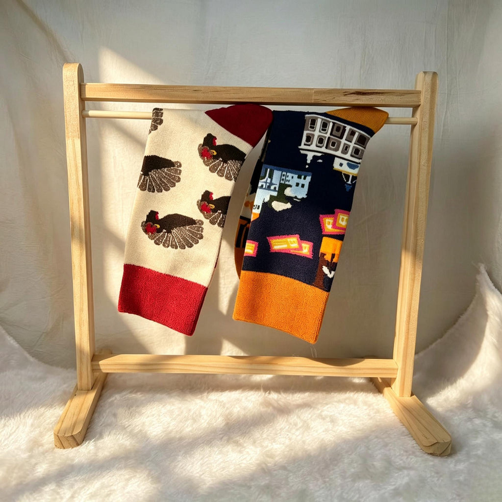 Scenic Landscape Crew Socks, Travel Art & Holiday Novelty Hosiery by AnnieColors, view 6