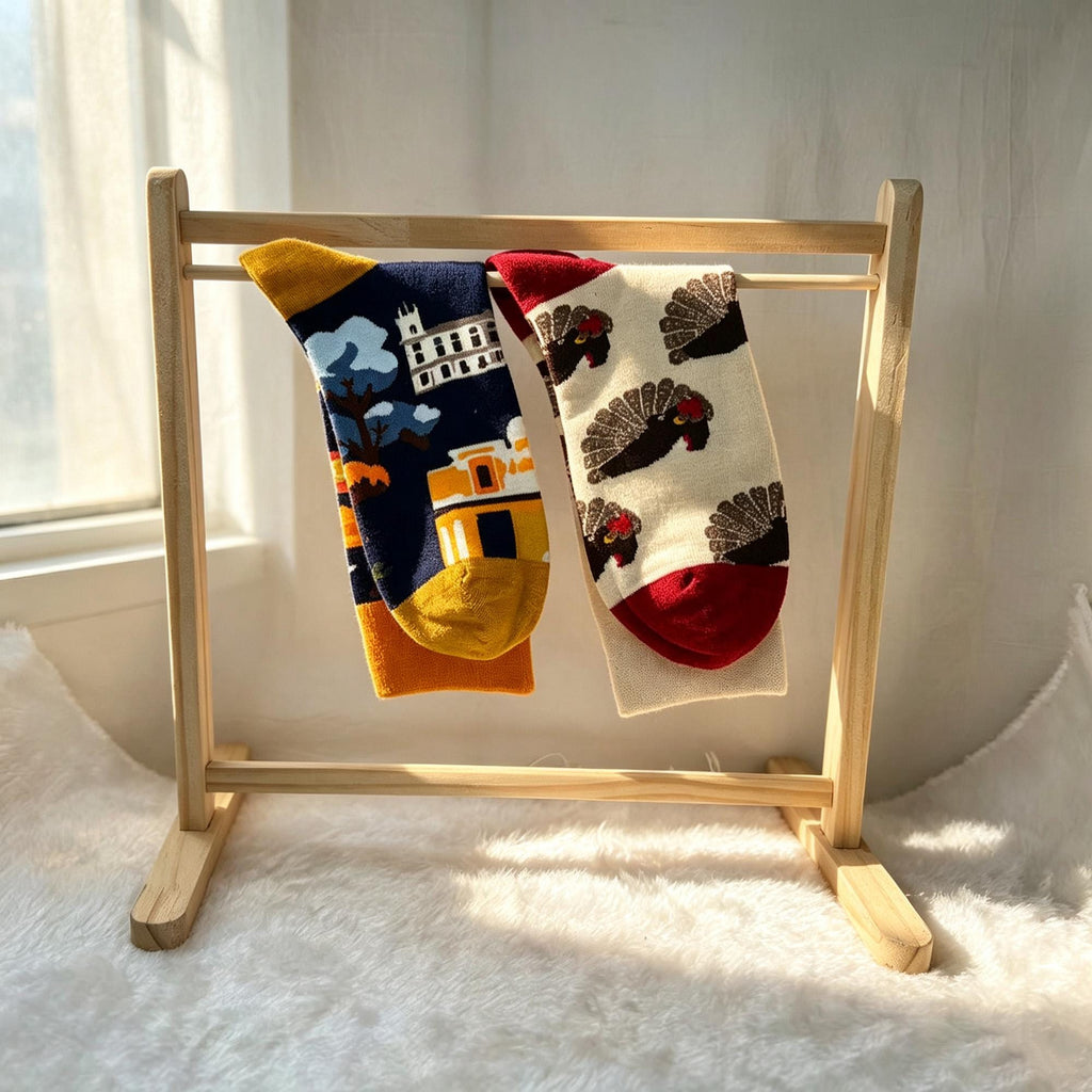 Scenic Landscape Crew Socks, Travel Art & Holiday Novelty Hosiery by AnnieColors, view 7
