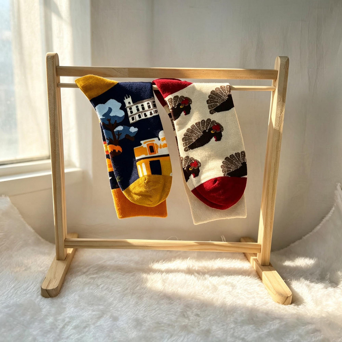 Scenic Landscape Crew Socks, Travel Art & Holiday Novelty Hosiery by AnnieColors, view 7