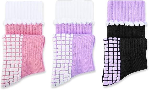 Ruffle Grip Socks for Women, Coquette Pilates and Barre Socks, Non Slip Yoga Socks, Pink Fitness Gift by AnnieColors, view 5