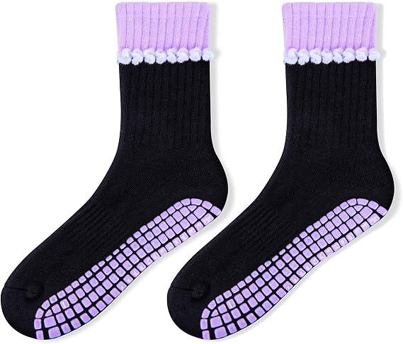 Ruffle Grip Socks for Women, Coquette Pilates and Barre Socks, Non Slip Yoga Socks, Pink Fitness Gift by AnnieColors, view 6