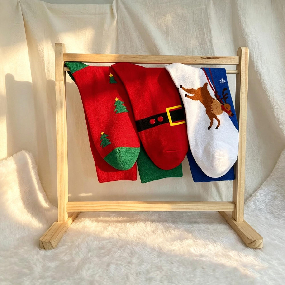 Family Christmas Socks sock collection, Santa Reindeer Crew Socks, Matching Holiday Gift by AnnieColors, view 9