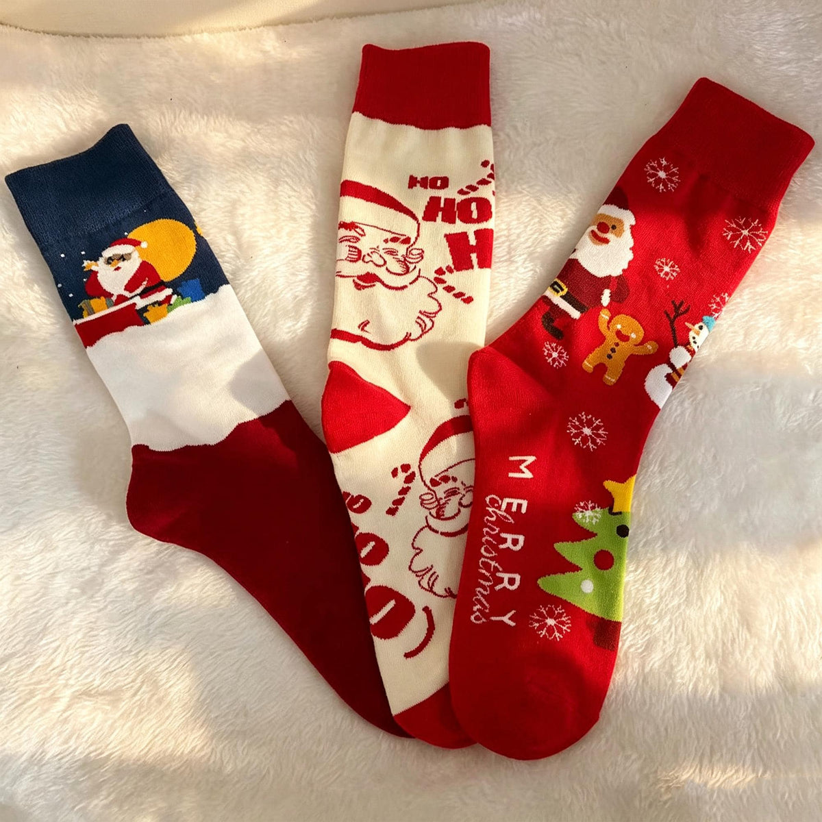 Retro Christmas Socks sock collection, Vintage Santa Crew Socks, Nostalgic Holiday Gift by AnnieColors
