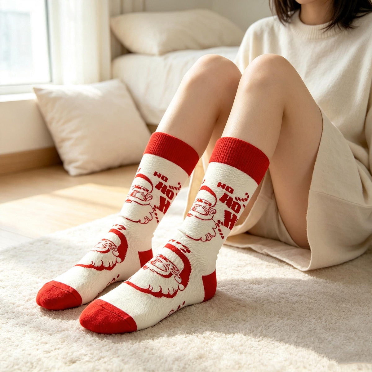 Retro Christmas Socks sock collection, Vintage Santa Crew Socks, Nostalgic Holiday Gift by AnnieColors, view 2