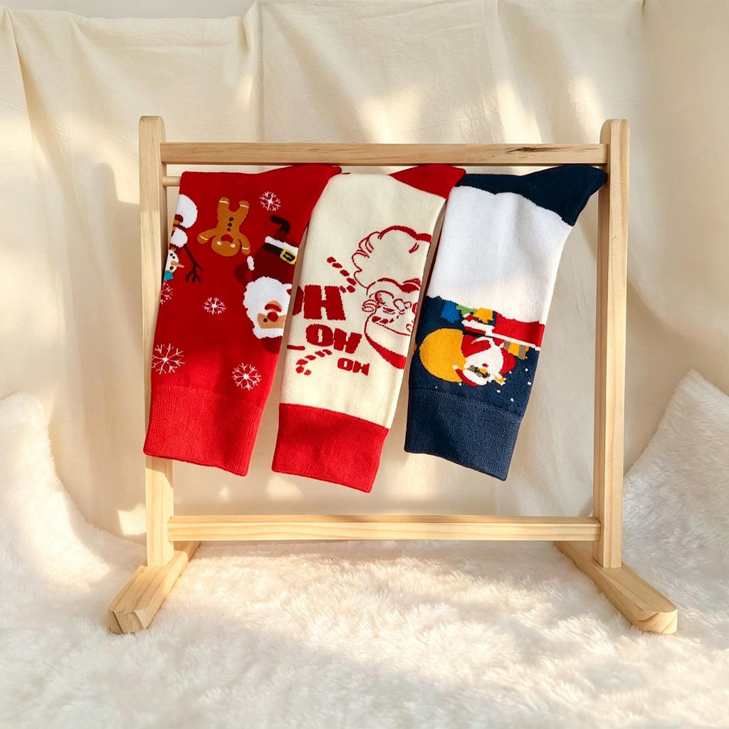 Retro Christmas Socks sock collection, Vintage Santa Crew Socks, Nostalgic Holiday Gift by AnnieColors, view 7
