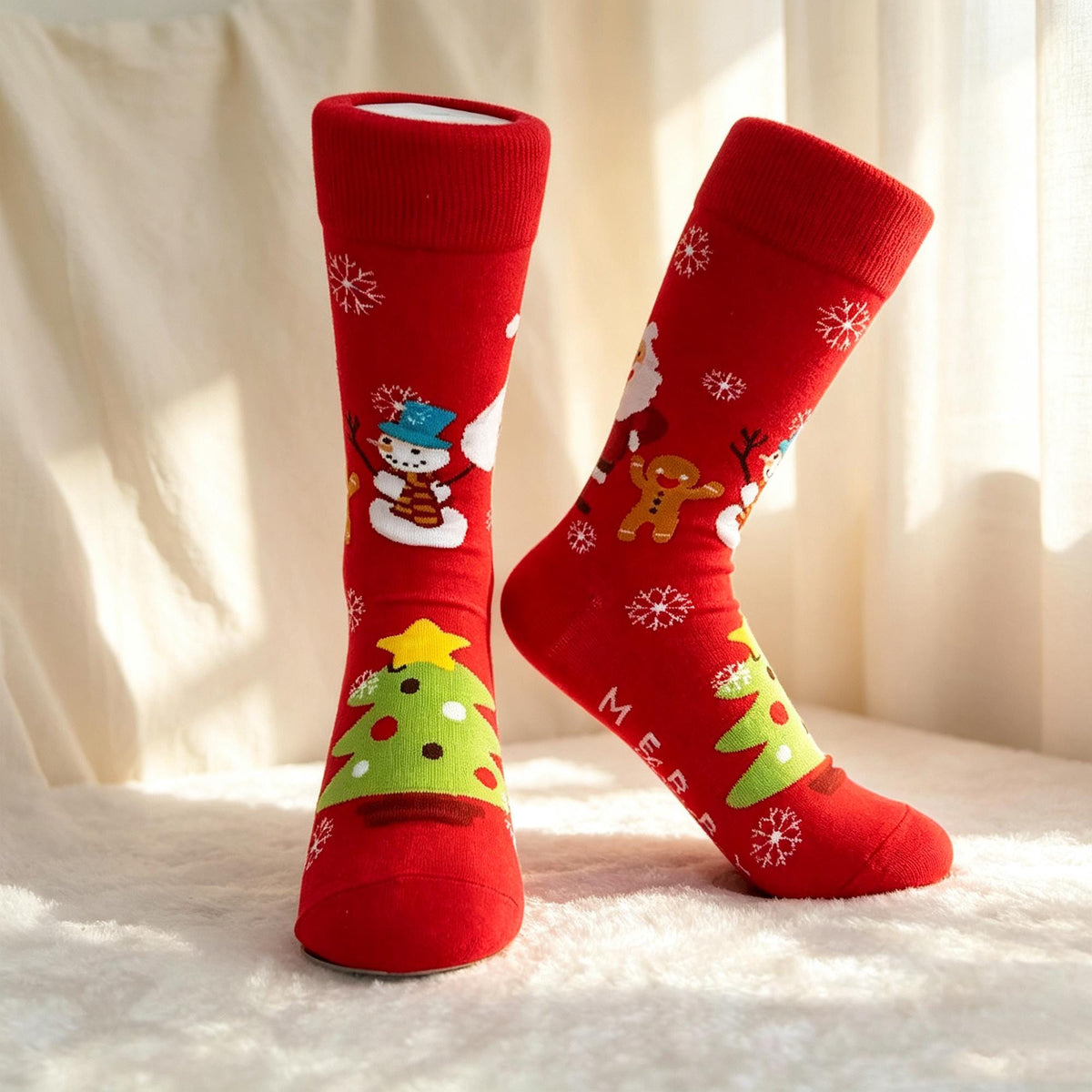 Retro Christmas Socks sock collection, Vintage Santa Crew Socks, Nostalgic Holiday Gift by AnnieColors, view 10