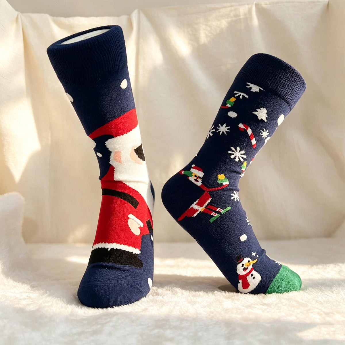 Christmas Socks 3 Pack for Women, Santa Snowman Crew Socks, Holiday Gift sock collection by AnnieColors, view 5