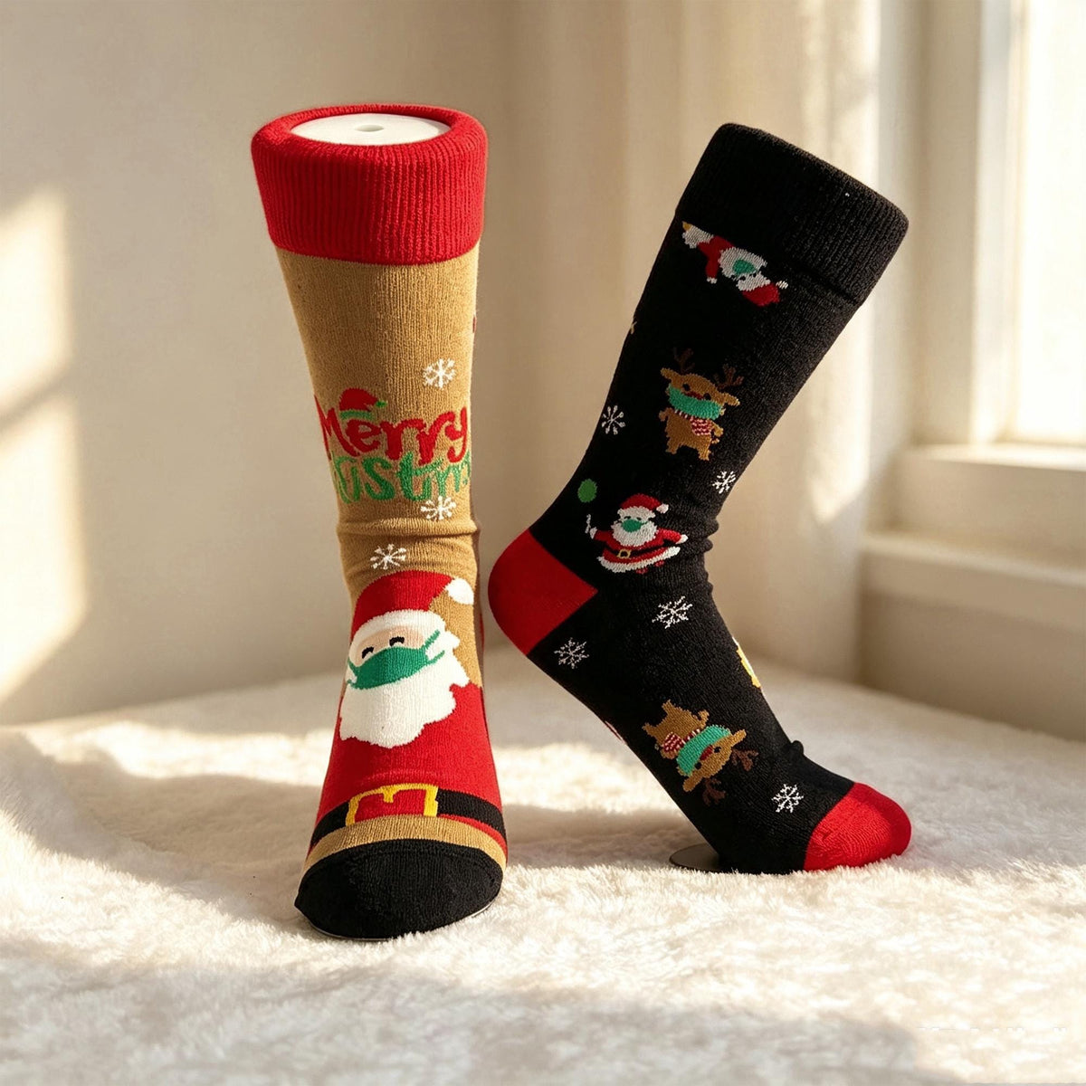 Christmas Socks 3 Pack for Women, Santa Snowman Crew Socks, Holiday Gift sock collection by AnnieColors, view 7