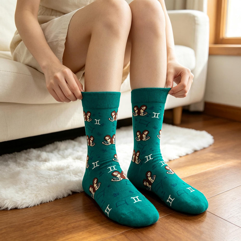 Gemini Socks sock collection, Zodiac Crew Socks, Astrology Birthday Gift for Women by AnnieColors, view 4