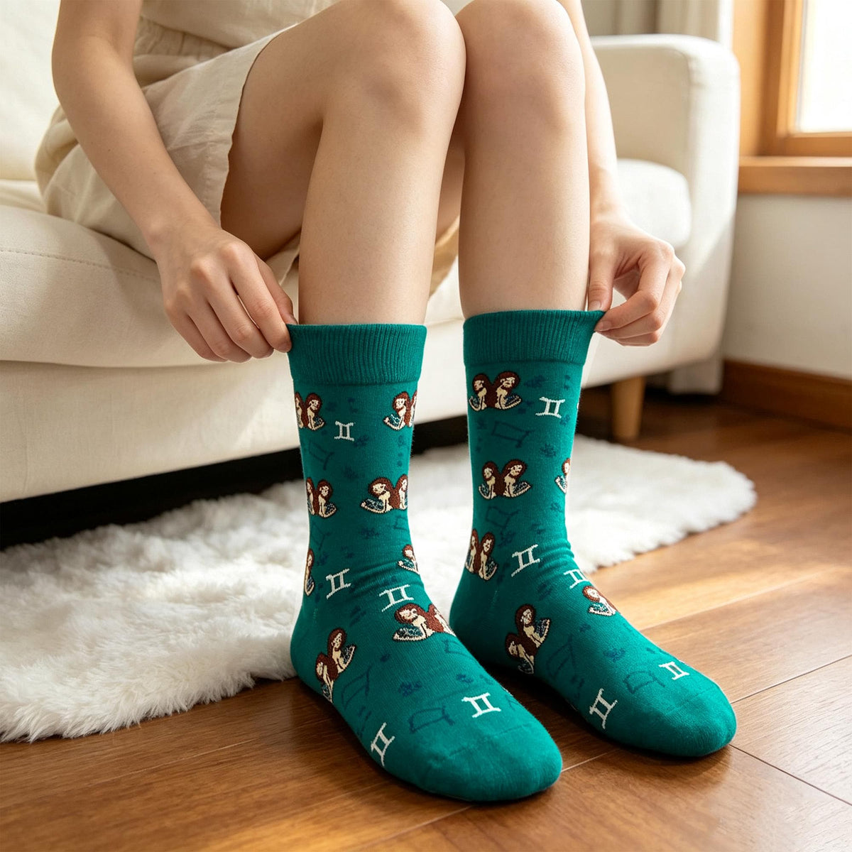 Gemini Socks sock collection, Zodiac Crew Socks, Astrology Birthday Gift for Women by AnnieColors, view 4