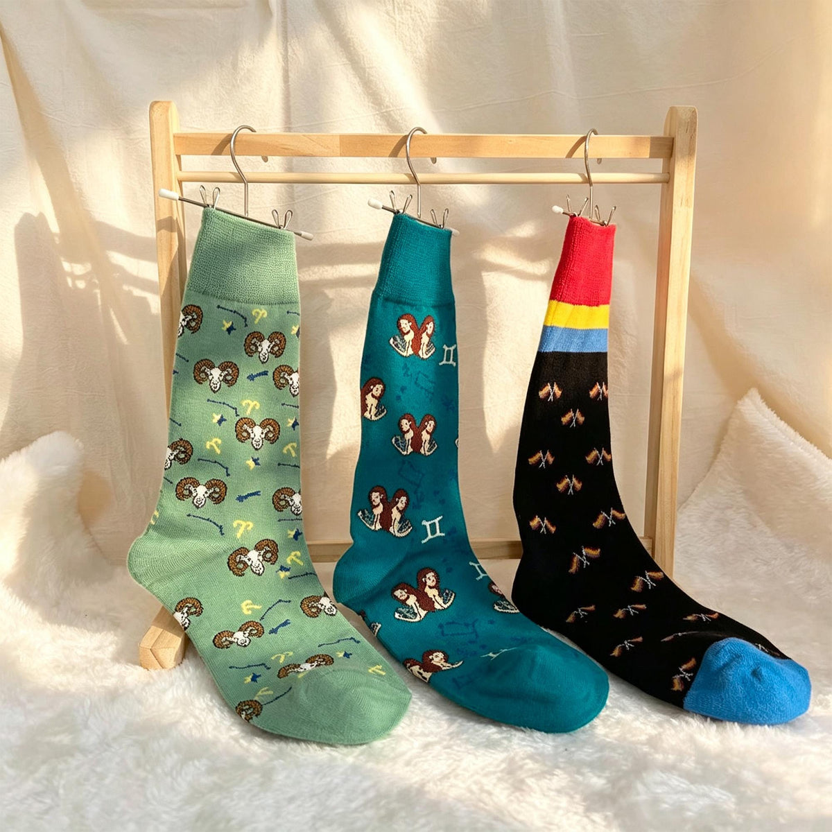Gemini Socks sock collection, Zodiac Crew Socks, Astrology Birthday Gift for Women by AnnieColors, view 7