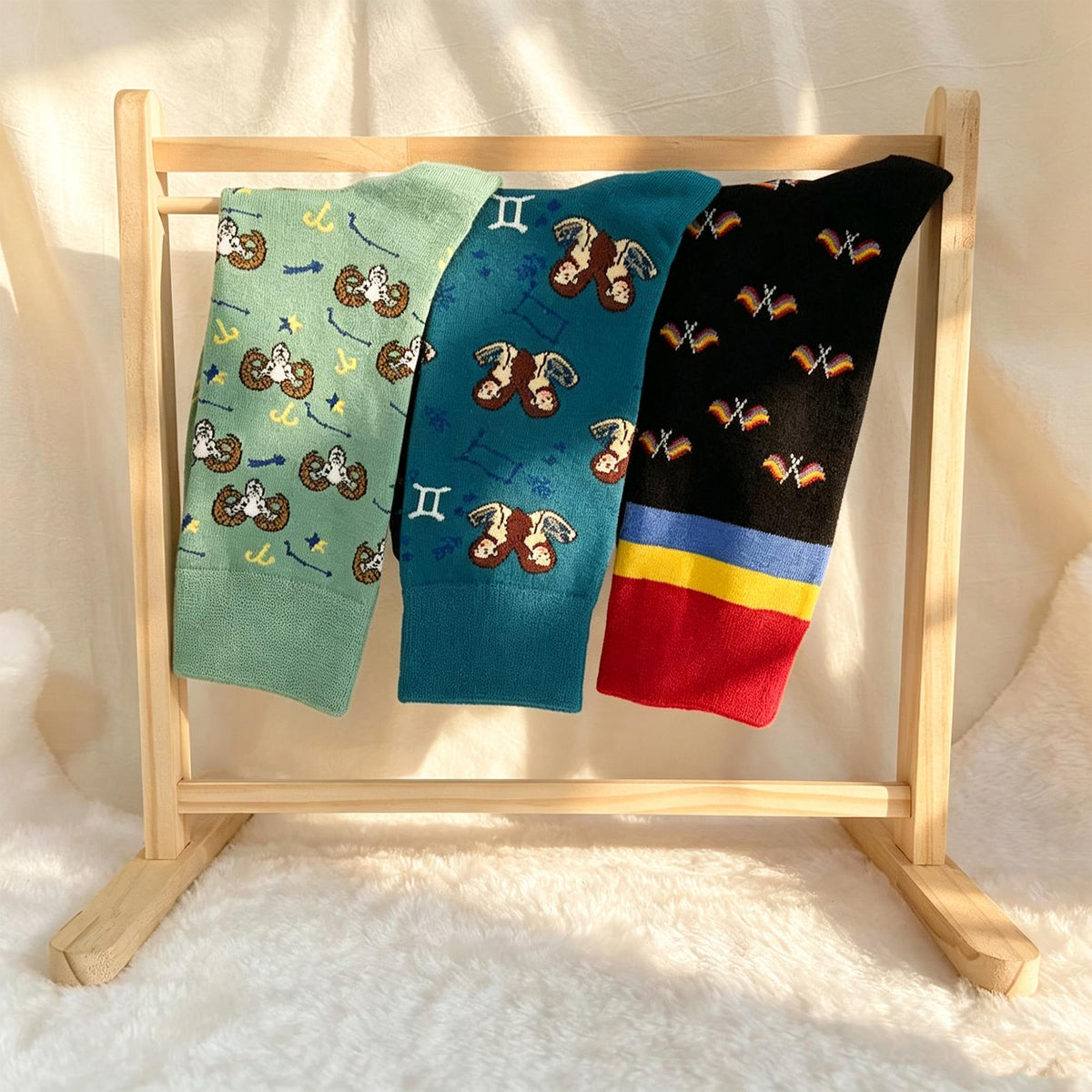 Gemini Socks sock collection, Zodiac Crew Socks, Astrology Birthday Gift for Women by AnnieColors, view 8