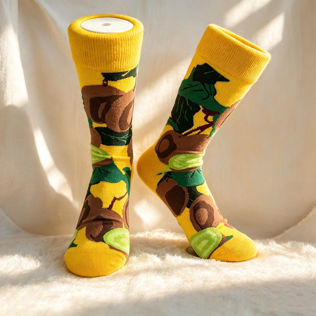 Tropical Fruit Socks sock collection, Cherry Kiwi and Dragon Fruit Crew Socks, Colorful Summer Gift by AnnieColors, view 6