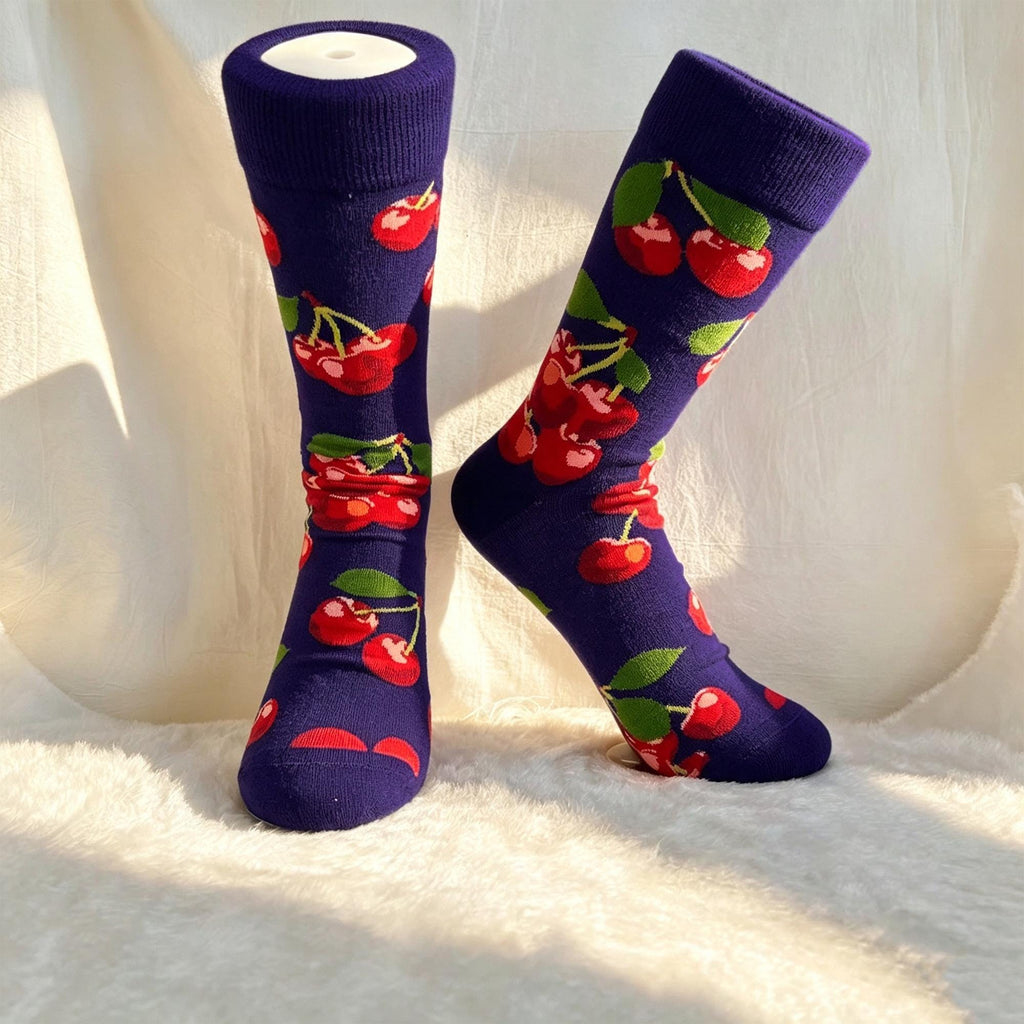 Tropical Fruit Socks sock collection, Cherry Kiwi and Dragon Fruit Crew Socks, Colorful Summer Gift by AnnieColors, view 8
