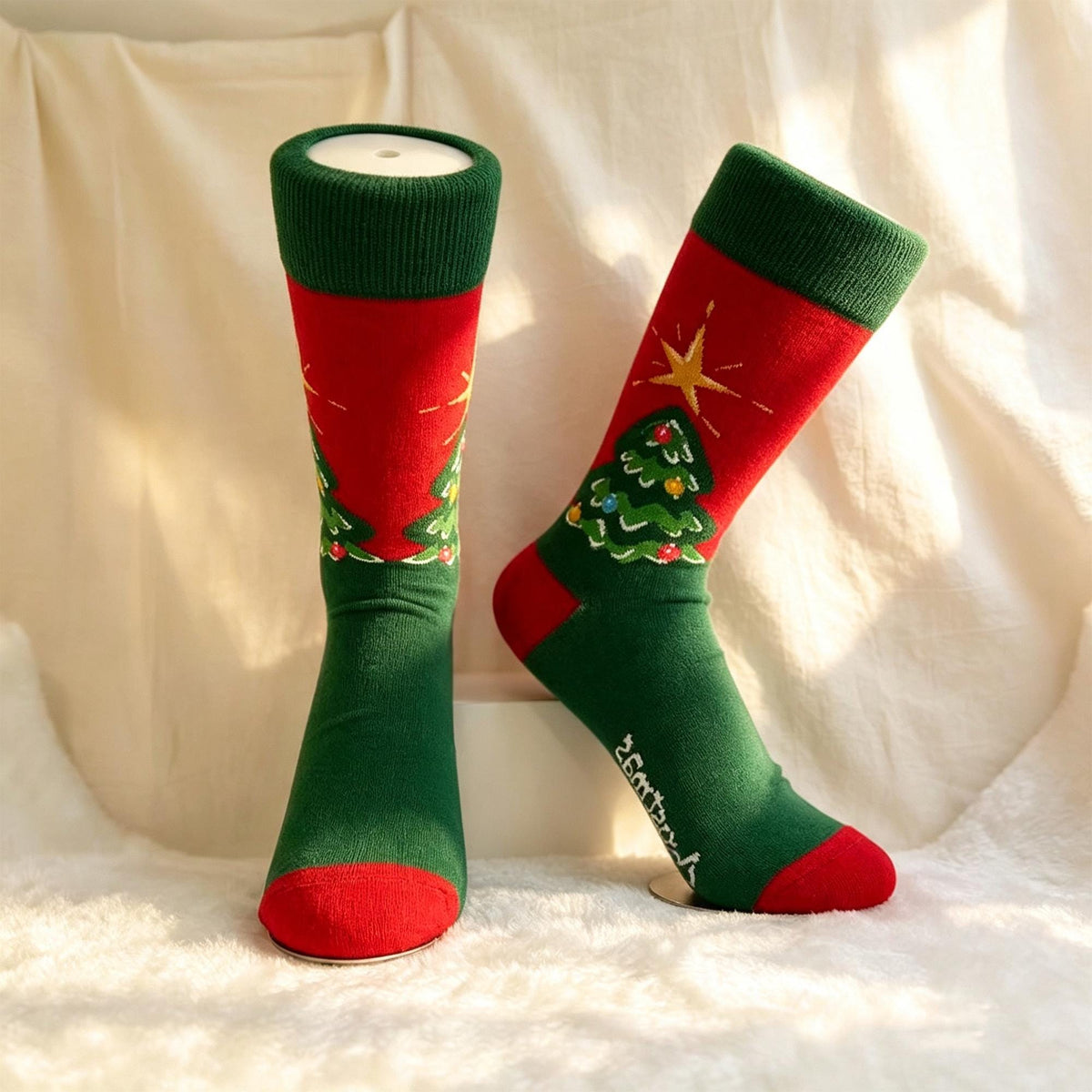Cozy Christmas Socks for Women, Snowflake Crew Socks, Holiday Movie Night Gift by AnnieColors, view 9