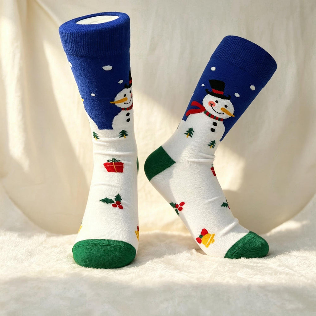 Snowman Christmas Socks sock collection, Three Festive Crew Socks, Winter Cabin Gift by AnnieColors, view 5