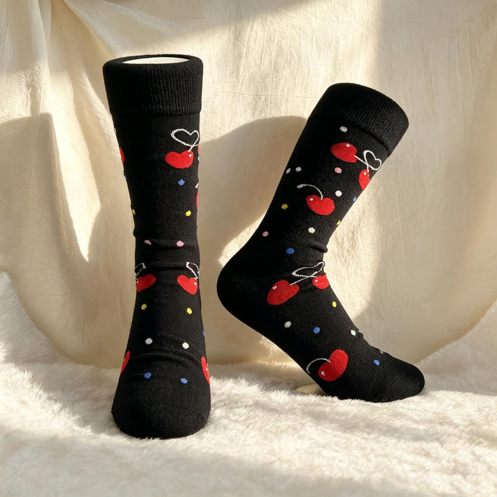 Fruit Socks Gift sock collection, Cherry Pomegranate and Watermelon Crew Socks, Summer Foodie Gift by AnnieColors, view 7