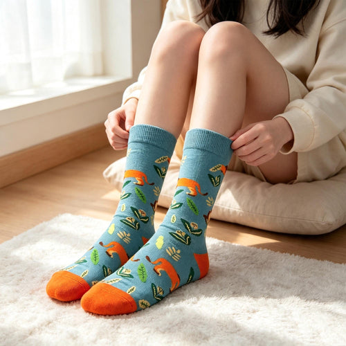 Cartoon Animal Crew Socks sock collection - Lion, Giraffe & Little Prince Cotton Hosiery - Cute Novelty... by AnnieColors, v…