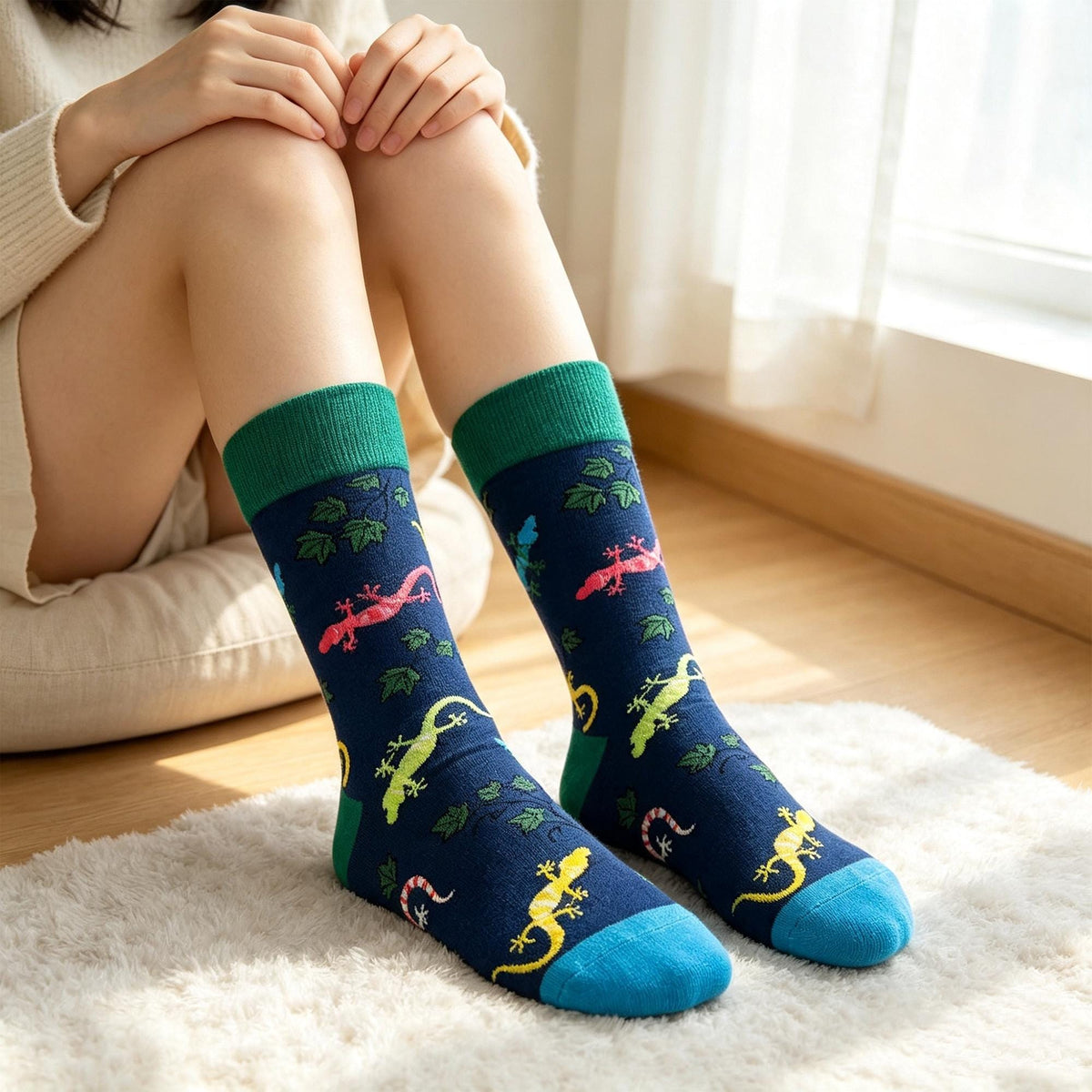 Cartoon Animal Crew Socks sock collection - Lion, Giraffe & Little Prince Cotton Hosiery - Cute Novelty... by AnnieColors, v…