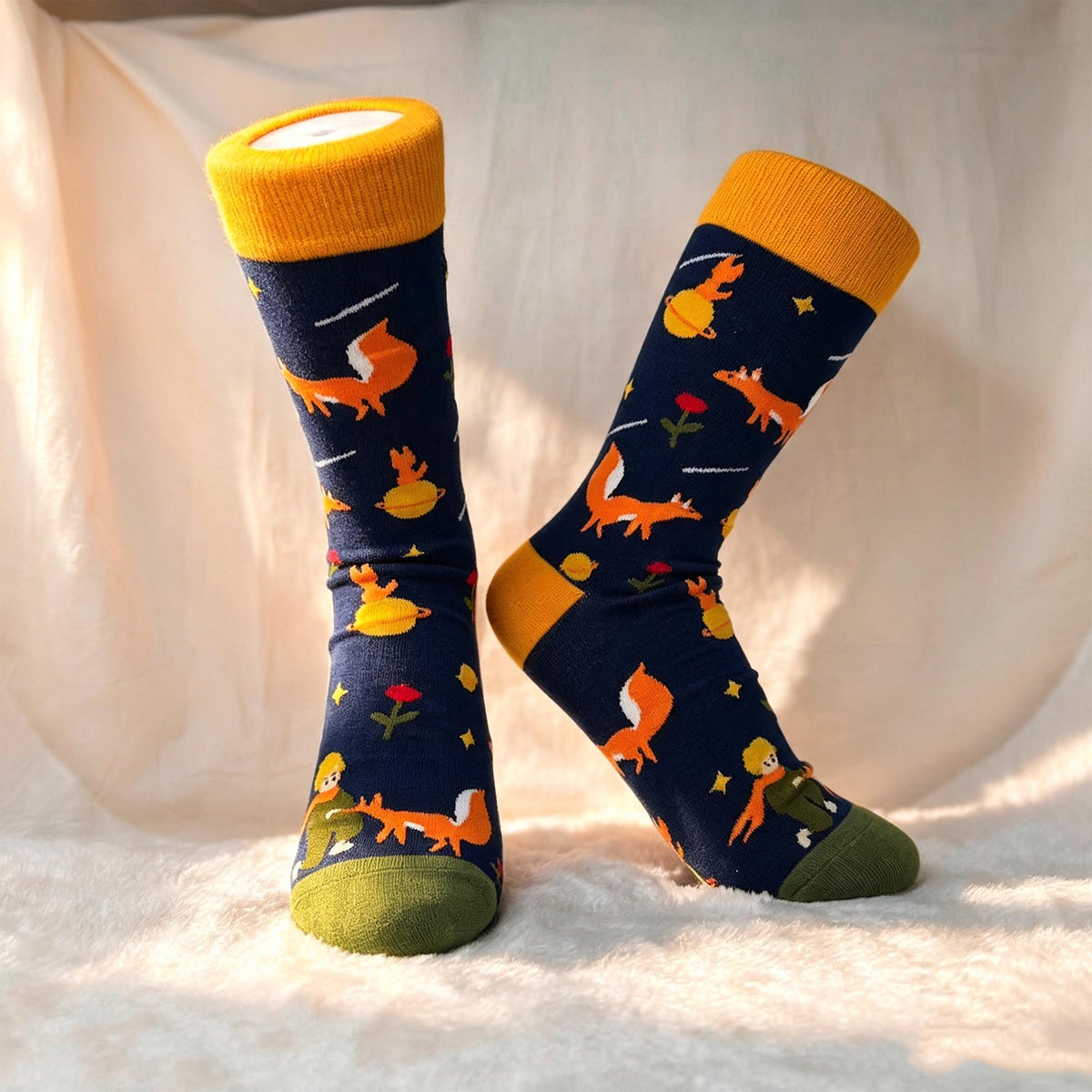 Cartoon Animal Crew Socks sock collection - Lion, Giraffe & Little Prince Cotton Hosiery - Cute Novelty... by AnnieColors, v…