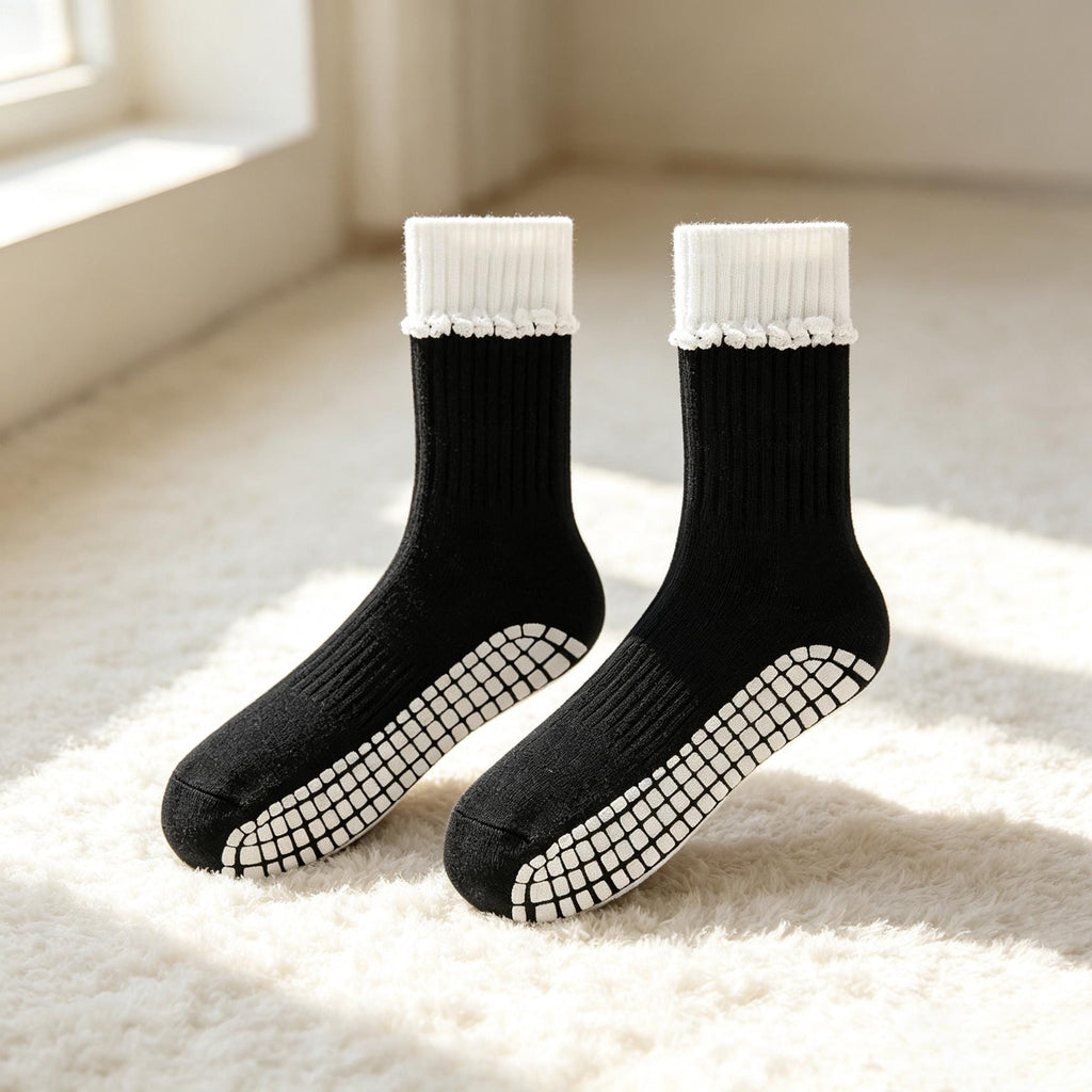 Pilates Grip Socks: Non - Slip Cotton Crew for Reformer and Barre by AnnieColors, view 4
