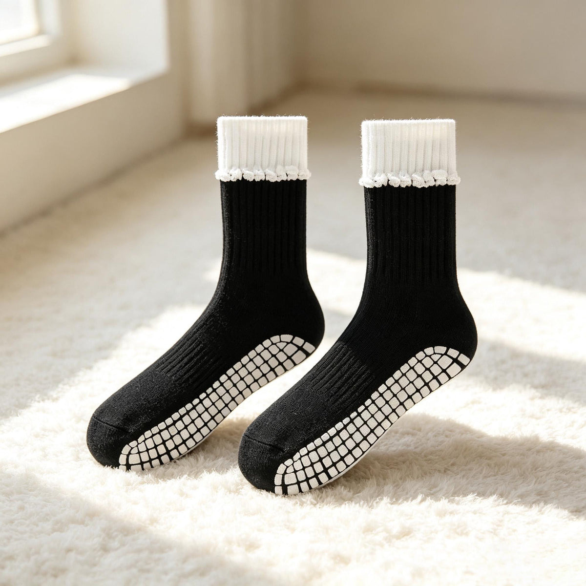 Pilates Grip Socks: Non - Slip Cotton Crew for Reformer and Barre by AnnieColors, view 4